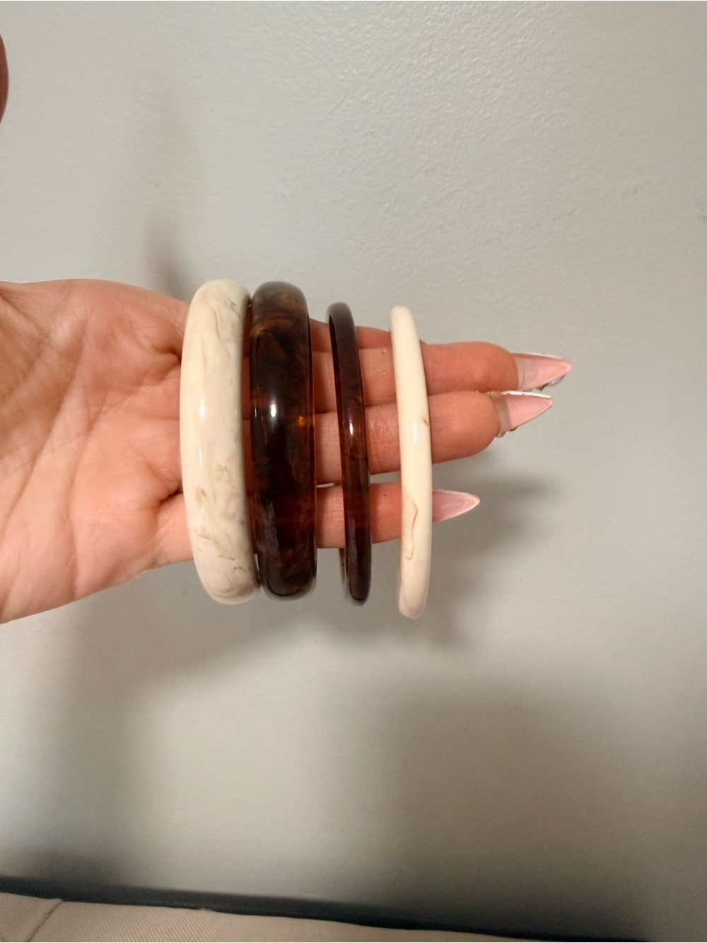 Bangle Lot 4 Acrylic Bracelet  Set Statement Chunky Bold Big Women Brown